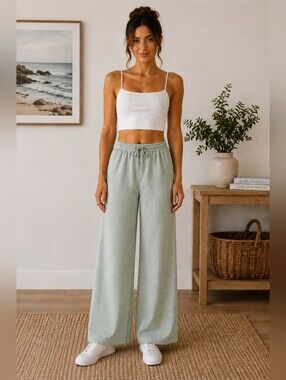 Princess Polly Tidelands Green Gingham Wide Leg Pants | Coastal Chic Lounge